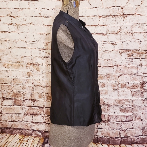 Banana Republic Black Semi-sheer Sleeveless Blouse Medium - Picture 3 of 5